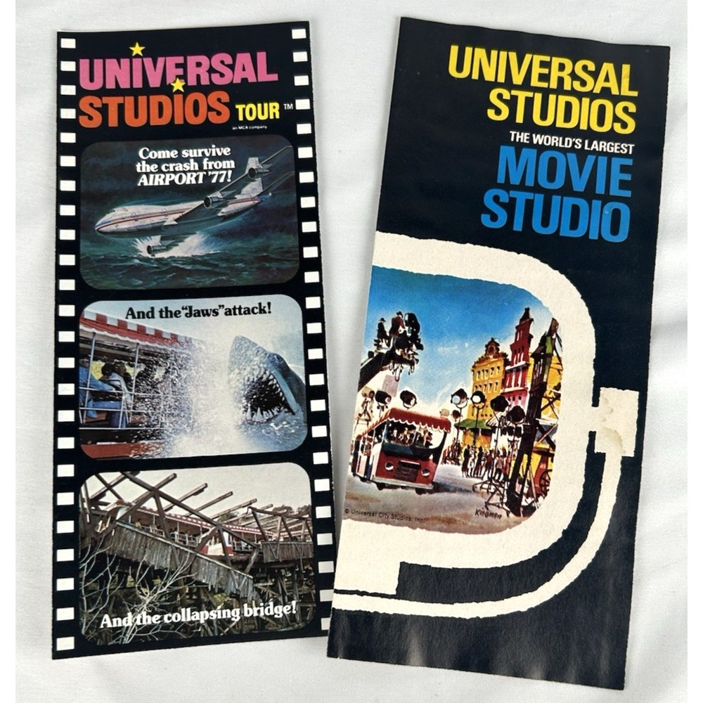 Vtg Universal Studios Tour Hollywood Park Lot Of 2 Brochure Map Jaws 1977 1968